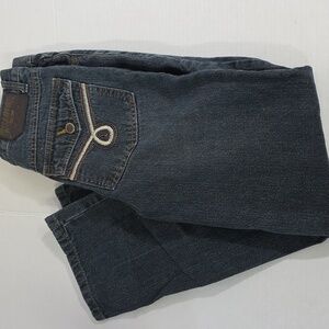 Mecca Blue Denim Darkwash 5 Pocket Embroidered Blue Jeans Vintage